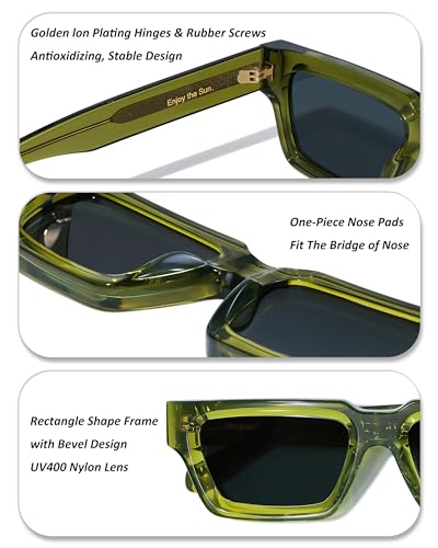 Image of Roneyee Rectangle Sunglasses Men Women Trendy Retro Sunglass UV Protection Fashion Acetate Stylish Square