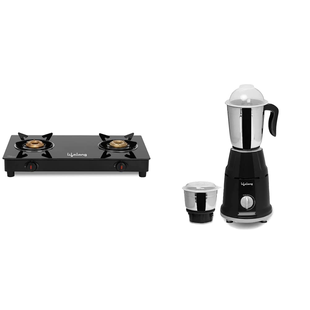 Lifelong Automatic Ignition 2 Burner Gas Stove With 6Mm Toughened Glass Top (Doorstep Service, 1 Year Warranty) & Lifelong 500 Watt Duos Mixer Grinder (1 Year Warranty), Manual, Black-image-28