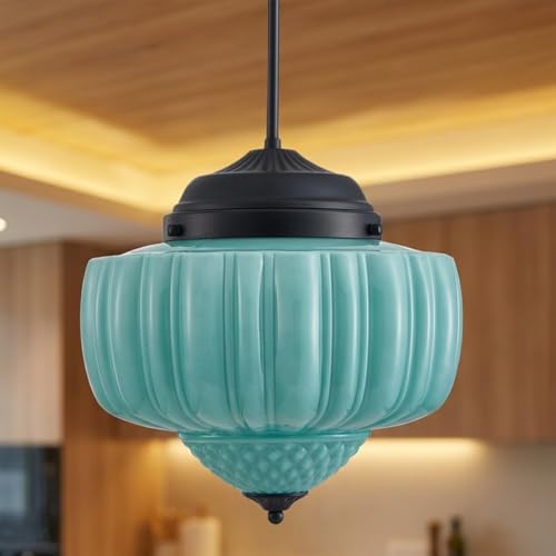 Neorubeo 13.8" Milk Glass Ceiling Light Fixture 3 Lights Vintage