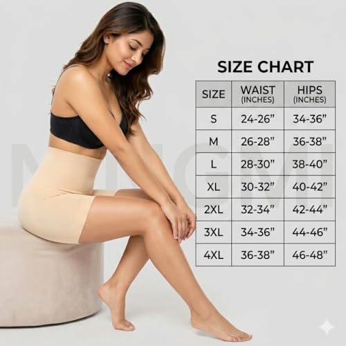 Image of NINGMI Women's High Waist Tummy Control Shapewear Shorts - Seamless Body Shaper Panty, Thigh Slimmer, Comfortable Stretch Slimming Shaper (Free Size M to 4XL)