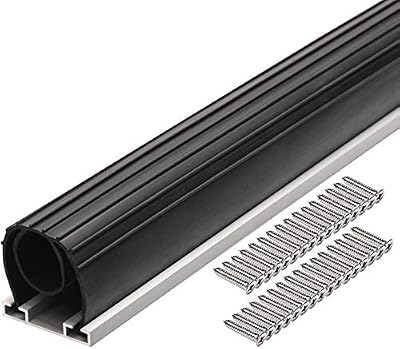 20FT Garage Door Bottom Rubber Seal - Universal Weatherproof Sealing with Pre-drilled Aluminum Track Kit,Additional Rubber Inside