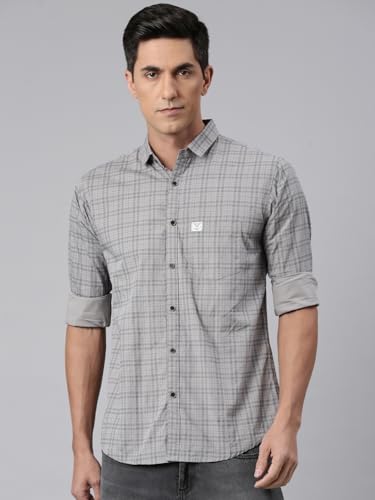 Image of Majestic Man Men's Comfort Slim Fit Pure Cotton Opaque Checked Casual Shirt