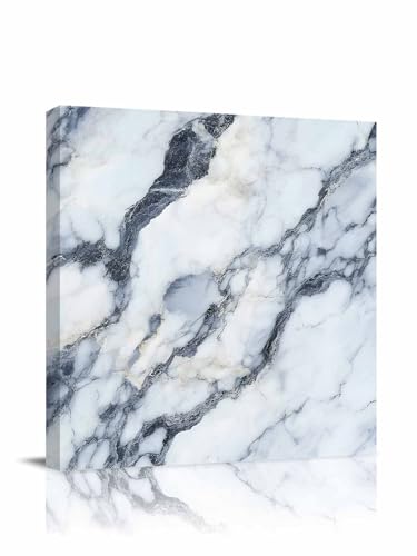 Canvas Wall Art, Grey White Marble Abstract Marble Stone Nature