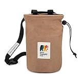 Oso Supply Co - Waxed Canvas Chalk Bag for Rock Climbing, Bouldering Chalk Bucket with Belt, Waterproof, Zippered Pocket - Perfect Rock Climbing Gear, Equipment for Indoor/Outdoors (Tobacco Brown)