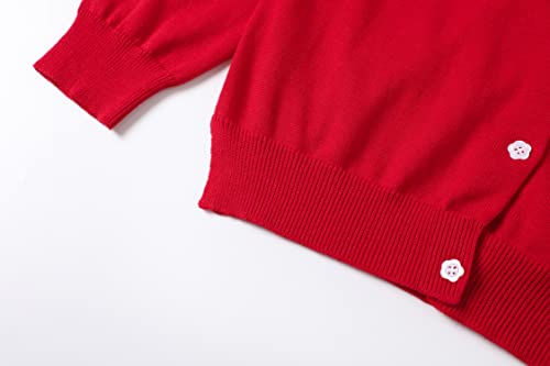 Image of Girls' Cardigan Sweater [Cute Petal Buttons] Cotton Long Sleeve Crewneck Uniform Sweater for 5-14 Years Girls