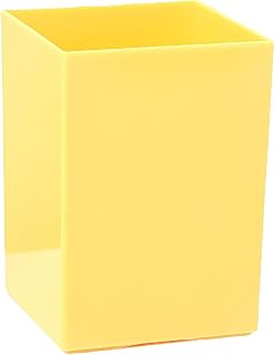Pink Square Makeup Brush Holder - Plastic Pen Organizer Cup Desktop Storage for Stationery & Cosmetics, Office School Home Desk Organizer (Single Pack, Random Style) (Yellow)
