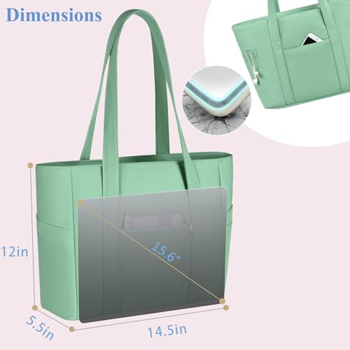 Image of CTWWFS Large Tote Bag for Women with Zipper, Nylon Lightweight Work Tote with 15.6 inch Laptop Sleeve, Nurse Bag for Work College