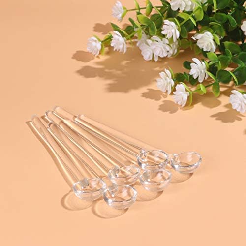 UPKOCH 6Pcs Long Handle Glass Spoons Tea Spoons Coffee Spoon Clear Stirring Spoons Tableware for Mixing Milk Tea Dessert Ice Cream Home Kitchen