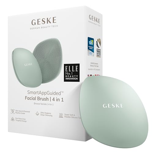 GESKE | Cepillo facial SmartAppGuided™ 4 en 1 | Cepillo de limpieza facial | Cepillo de silicona suave | Limpieza facial profesional | Dispositivo de limpieza facial | Limpieza de la piel