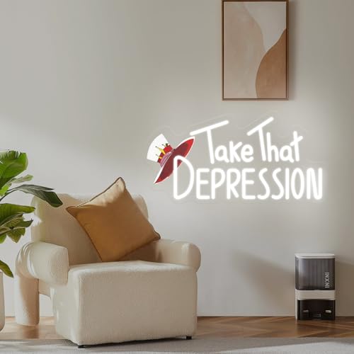 Image of Take That Depression Duck Neon Sign, Hazbin Hotel wall art, Lucifer,Hazbin Hotel Fan Art, Depression Duck,Best Dad Lucy, Lucifer Morningstar, 16.5 inchx8.7 inch