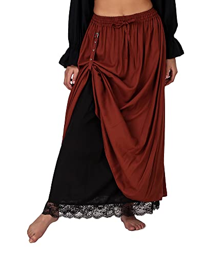 ThePirateDressing Damenrock, doppellagig, viktorianischer Renaissance, Cosplay, LARP, C1655, Braun, Größe XL Cover