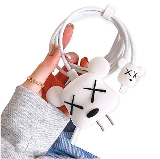 Image of Cartoon 3D Design Protective Charger Case Compatible with Apple 20W Adapter iPhone, iPad, AirPods Premium Silicon Cartoon Charger Case Bear [Adapter and Cable NOT Included]