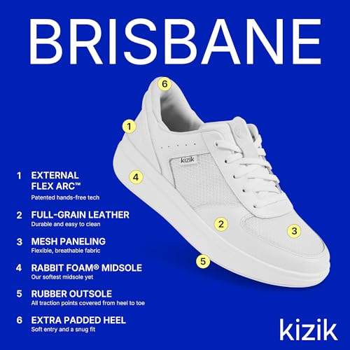 Kizik Slip On Sneakers: Brisbane - Durable Full Grain Leather, Breathable Mesh, Convenient, Hands Free Womens Walking Shoes for Everyday Comfort3