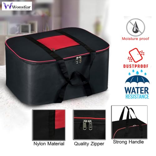 Image of Under Bed Storage Bag for Clothes, Sarees, Blankets & Bedsheets | Large Size Nylon Fabric Organizer with Double Zipper & Strong Handles | Dust & Moisture Resistant Wardrobe Storage Bag (Pack of 2)