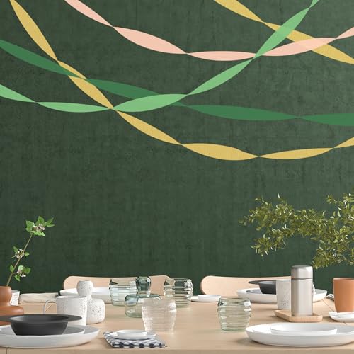 Image of 8 Rolls Crepe Paper Streamers, Green, Gold and Peach Pink Streamers Party Decorations for Wedding Bridal Shower Baby Shower Birthday Christmas Party