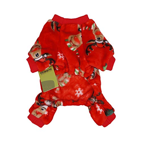 Fitwarm Reindeer Dog Christmas Pajamas Pet Clothes Doggie Christmas Costumes Puppy Jumpsuits Red Medium #TOP1