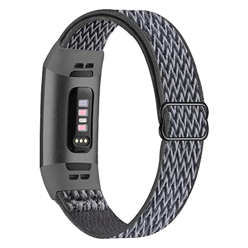 Fengyiyuda Nylon Élastique Bracelet de Montre Compatible avec Bracelet Fitbit Charge 3/4,Ajustable de Boucle Smartwatch Bracelet de Remplacement de Sport pour Fitbit Charge 3/Charge 4,Storm Gray Cover