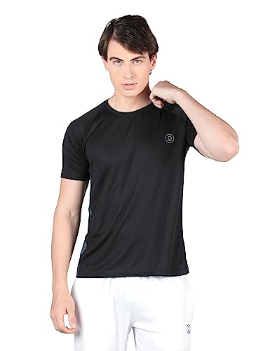 Image of CHKOKKO Men's Round Neck Gym Sports T-Shirt Black S