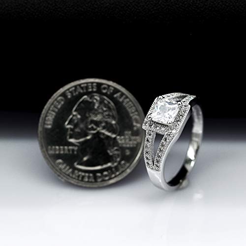 Uloveido Women Princess Cut Cubic Zirconia Wedding Engagement Ring Square CZ infinity Rings with Halo WX0134