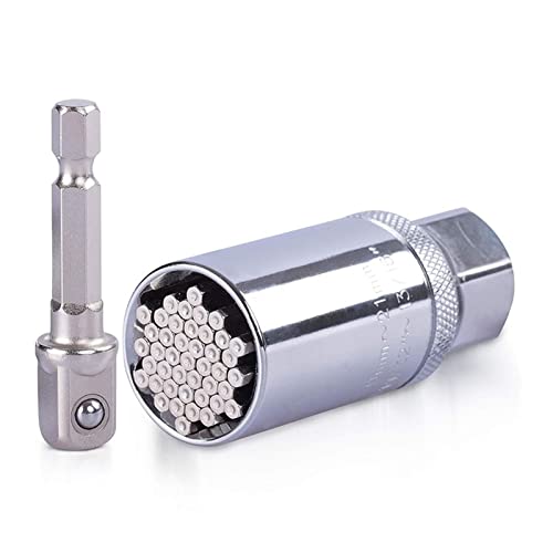 QICHI Qilu Store Outil de Socket Universel Couple têtes de clé à clés Coffre à Douille à Sobre 9 à 21 mm CRV Matériel Cover