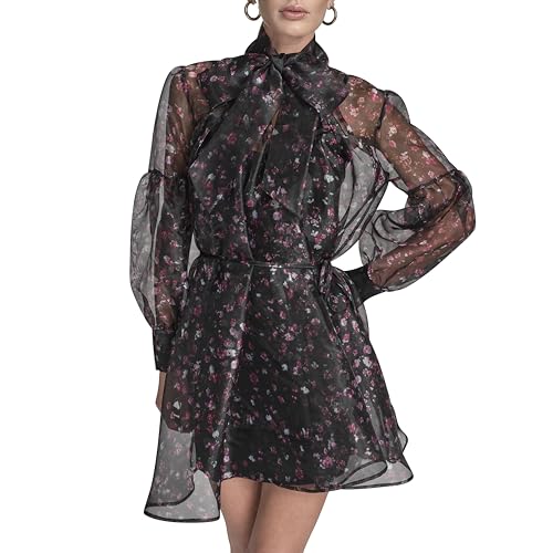 bcbg long sleeve dress Women's Tie Neck, Black/Hot Pink,10 at Amazon Women's Clothing store boho linen dress Delray Short Sleeve Shift Dress (Size):S Sweetheart neck Vance Co Men's Barclay