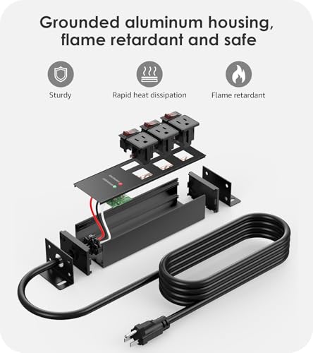 Image of CCCEI 3 Outlets Heavy Duty Surge Protector, 12 Gauge, Black, 15FT, 1