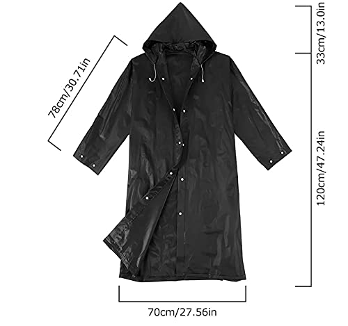 Roctee 2 Pack Portable Rain Ponchos, Black Reusable Rain Jacket For Adults With Hood, Raincoats Outdoor Large, Rain Coat #TOP2