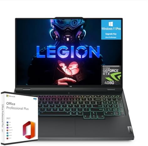 Lenovo Legion-Pro-7 Gaming Laptop – with Microsoft Office Lifetime License, 16-inch QHD 240Hz Display, Intel Core i9-13900HX, 32GB DDR5 RAM, 2TB SSD, NVIDIA GeForce RTX 4080 12GB GDDR6, Win 11 Pro