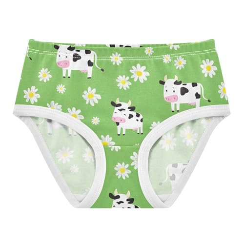 Fancy Toddler Girls Underwear 2t Cotton Cute Panties Girl Cute Cartoon Cows Green Kids Undies Briefs