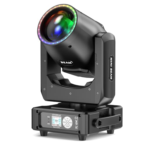 Wiwreenm 230W 7R Beam Moving Head Stage Light 14 Gobos 14 Colors Prisms/Wash/Beam/Frost/Rainbow Stage Effect Spotlights 48-Facet Prism 2.3° Beam Angle 18CH DMX512 Sound Activated Lights