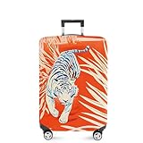 ANNA QUEEN Funny White Tiger Luggage Cover, Suitcase Protector with Bold Jungle Animal Print, Stretchable, Washable Travel Cover for 18-32 Inch Luggage