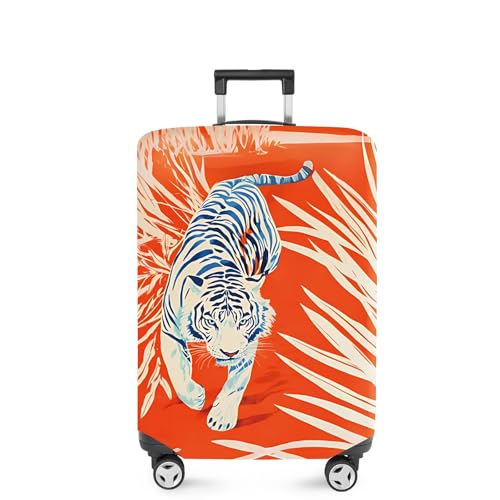 ANNA QUEEN Funny White Tiger Luggage Cover, Suitcase Protector with Bold Jungle Animal Print, Stretchable, Washable Travel Cover for 24-26 Inch Luggage
