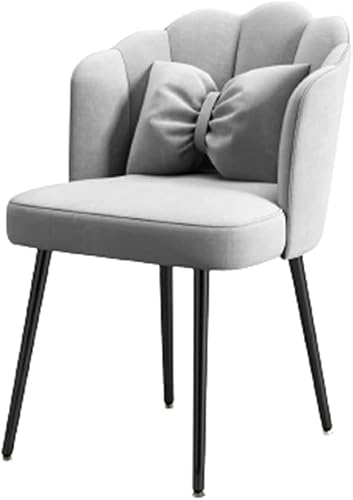 ダイニングチェア 肘付き アームチェア ゴールド脚付き ベルベット生地 メイクアップチェア 抱き枕を送る カフェバー ホーム オフィス レストラン用 オフイスチェア デスクチェア コンピュータチェア ピンク 家庭用モダンシンプル (グレー,黒い足)