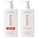 Native Shampoo and Conditioner contain Naturally Derived Ingredients | All Hair Types, Color & Treated, Fine to Dry Damaged | Sulfate & Dye Free | Citrus & Herbal Musk, 16.5 fl oz each (2 pack)