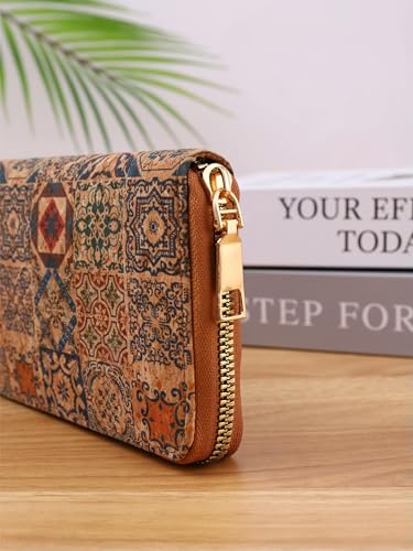 ESUKAR Advanced Multifunctional Wallet with Wood Grain, Portable Geometry, Multiple Card Slots, Personalized Artistic Retro Wood Grain, F, 7.67*3.85*0.18 inch3
