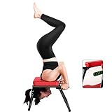 Tabouret Inversé de Yoga, Chaise de Tabouret Inversé de Yoga Pliante D'intérieur avec Cuir PU Doux et Confortable pour D'équipement de Fitness en Salle, Charge Maximale 200 Kg (Black and Red)