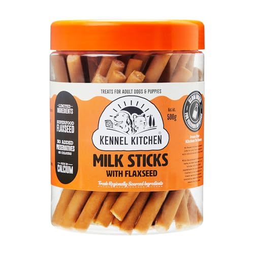 Image of Kennel Kitchen Soft Baked Milk Sticks with Flaxseed Treats for Dogs, 500g (Pack of 1) | Soft Dog Chew Sticks | Dog Treats for Adult Dogs and Puppies