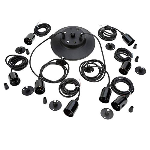 Lámpara colgante vintage E27 ajustable con 6 luces de techo retro 6
