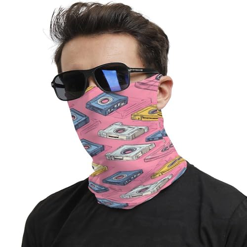 TZTTZT Polainas de cuello para hombres y mujeres, pasamontañas con estampado de cinta vintage, bandanas de media cara, máscara para el cuello