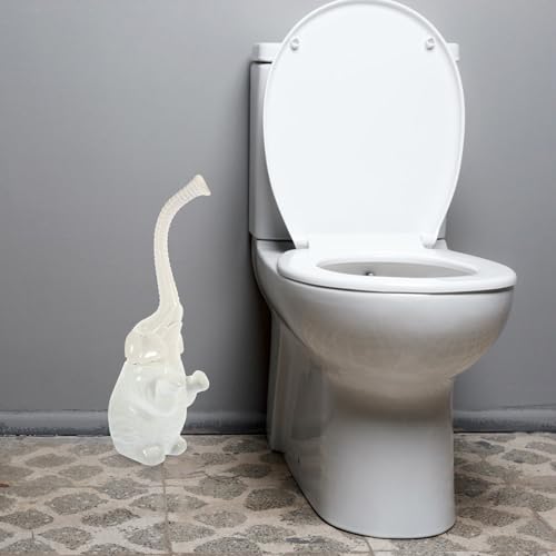 Brosse de toilette Uonlytech contre la saleté WC avec support céramique éléphant