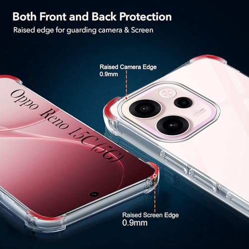 Image of Jkobi Shockproof Crystal-Clear Back Cover for Oppo Reno 15c (Anti Yellow Case | Drop & Camera Protection | Hard Polycarbonate)