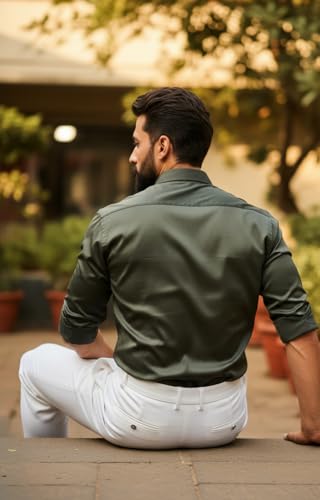 Image of IndoPrimo Men's Satin Shirt for Party, Formal and Casual Wear - Stylish and Trendy Designer Full Sleeve Shirt for Men