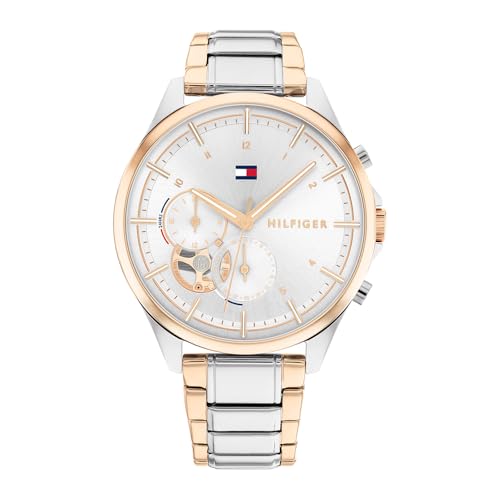 Tommy Hilfiger Montre Analogique Multifunction à Quartz pour Femme avec Bracelet en Acier Inoxydable à Deux Coloris - 1782415