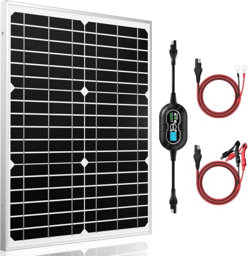 Image of SUNER POWER 12V Solar Panel Kit 20W, High Efficiency 20 Watt Solar Panel + Ultra-Smart 10A MPPT Charge Controller, Solar Battery Trickle Charger Maintainer for Boat Car RV Motorcycle Marine Automotive