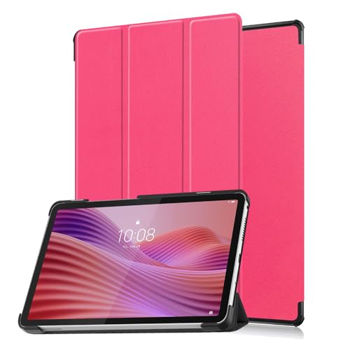 SFFINE Smart Case for 8.7 Lenovo Tab One (TB305FU) / Lenovo Tab K9 2025 Tablet Magnetic Slim PU Leather Folio Stand Protective Cover Hard Back Shell with Auto Sleep Wake (Rose Red)