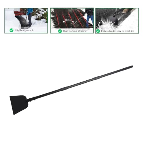 JTLB Snow Shovel, 54in Alloy Steel Multifunctional Flat Shovel Ice Scraper with 3 Metal Handles for Garden Yard Construction Site Sidewalk Driveway