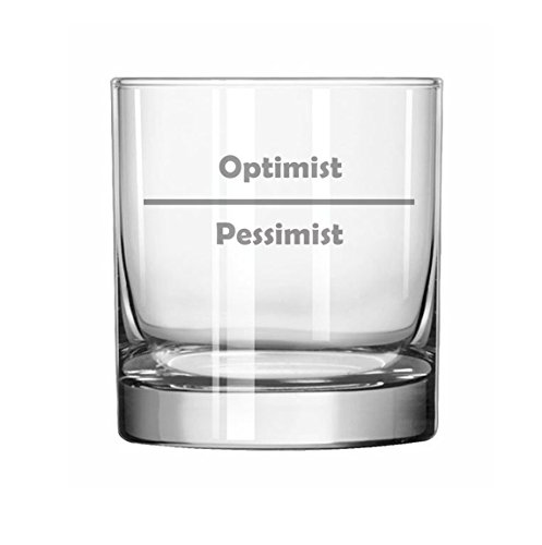 MIP 11 oz Rocks Whiskey Highball Glass Funny Optimist Pessimist