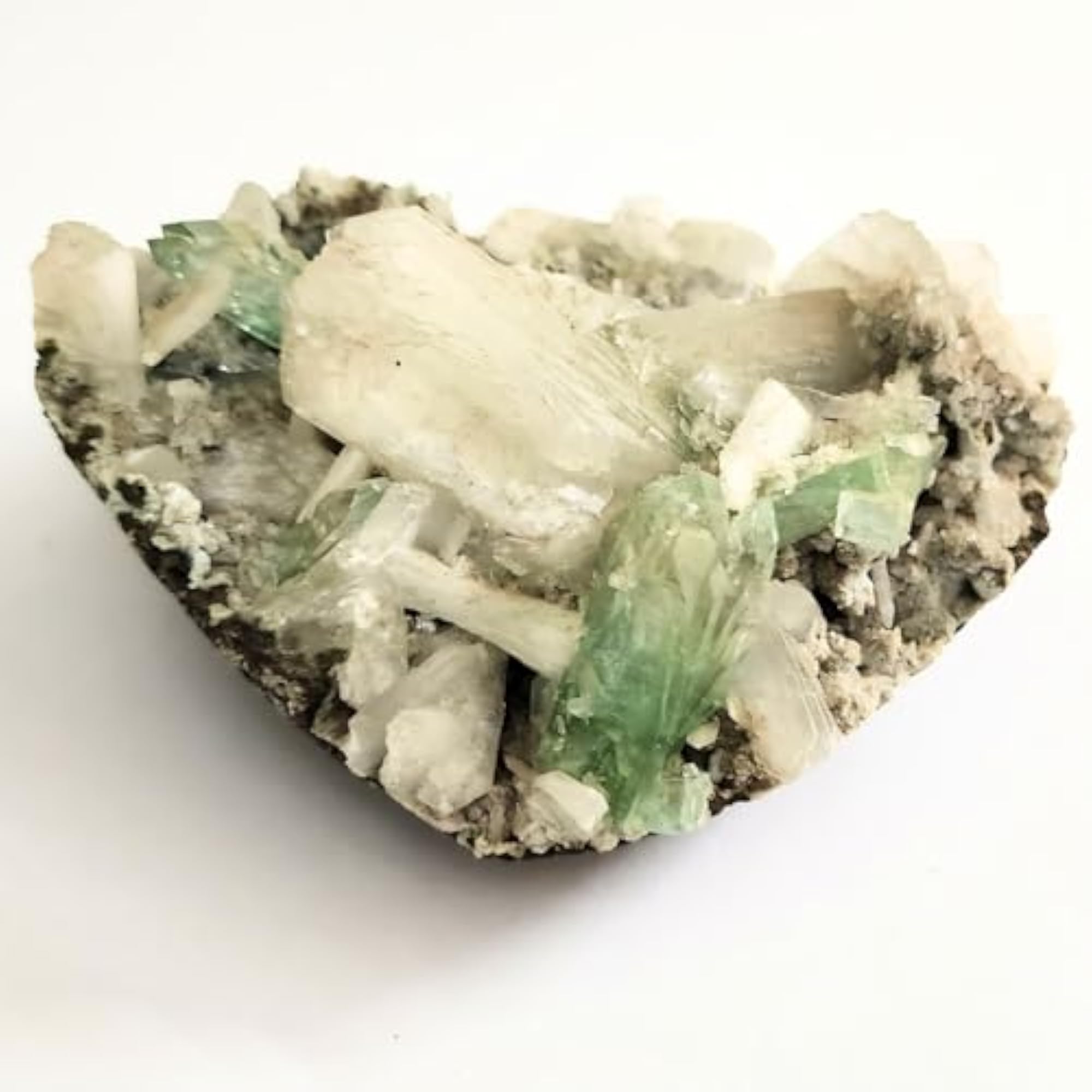 Green Apophyllite and Stilbite Healing Crystal Cluster