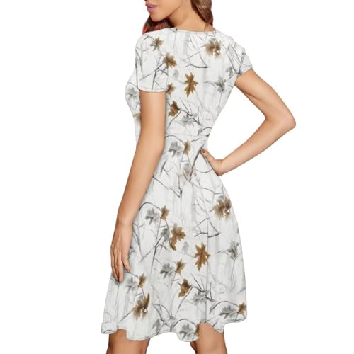 Image of AFPANQZ Womens Casual Summer Lightweight Vintage Dress Short Sleeve Midi Dress Knee-Long Luxury Formal Dress