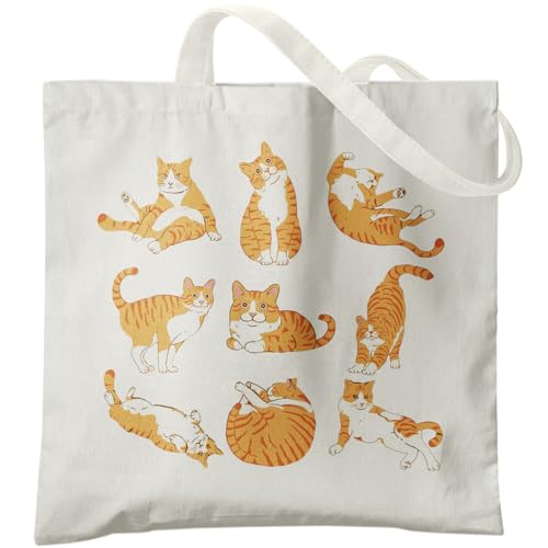 Funny Cat Tote Bag - Cat Gifts for Women, Reusable Grocery Shoppi...